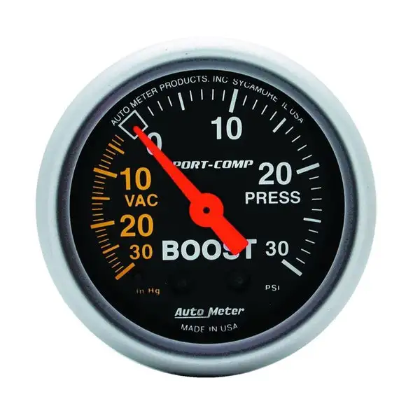 AutoMeter Sport-Comp 52mm 30 PSI Mechanical Boost Gauge (3303)