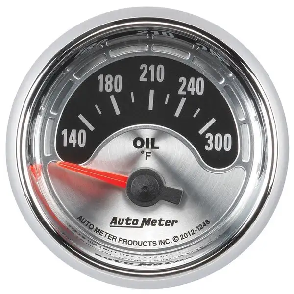 AutoMeter American Muscle 2-1/16in Short Sweep Electric 140-300 Deg F Oil Temp Gauge (1248)