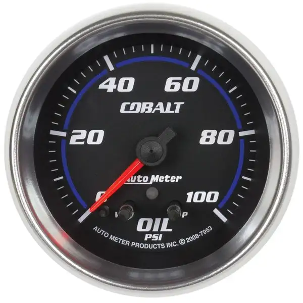 AutoMeter Cobalt Oil Pressure Gauge 2 5/8in 100PSI Stepper Motor w/ Peak and Warn (7953)
