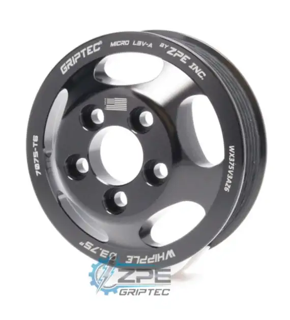 3.75" 6 Rib ZPE GripTec® Whipple 5 Bolt L3V-A Black Pulley Only